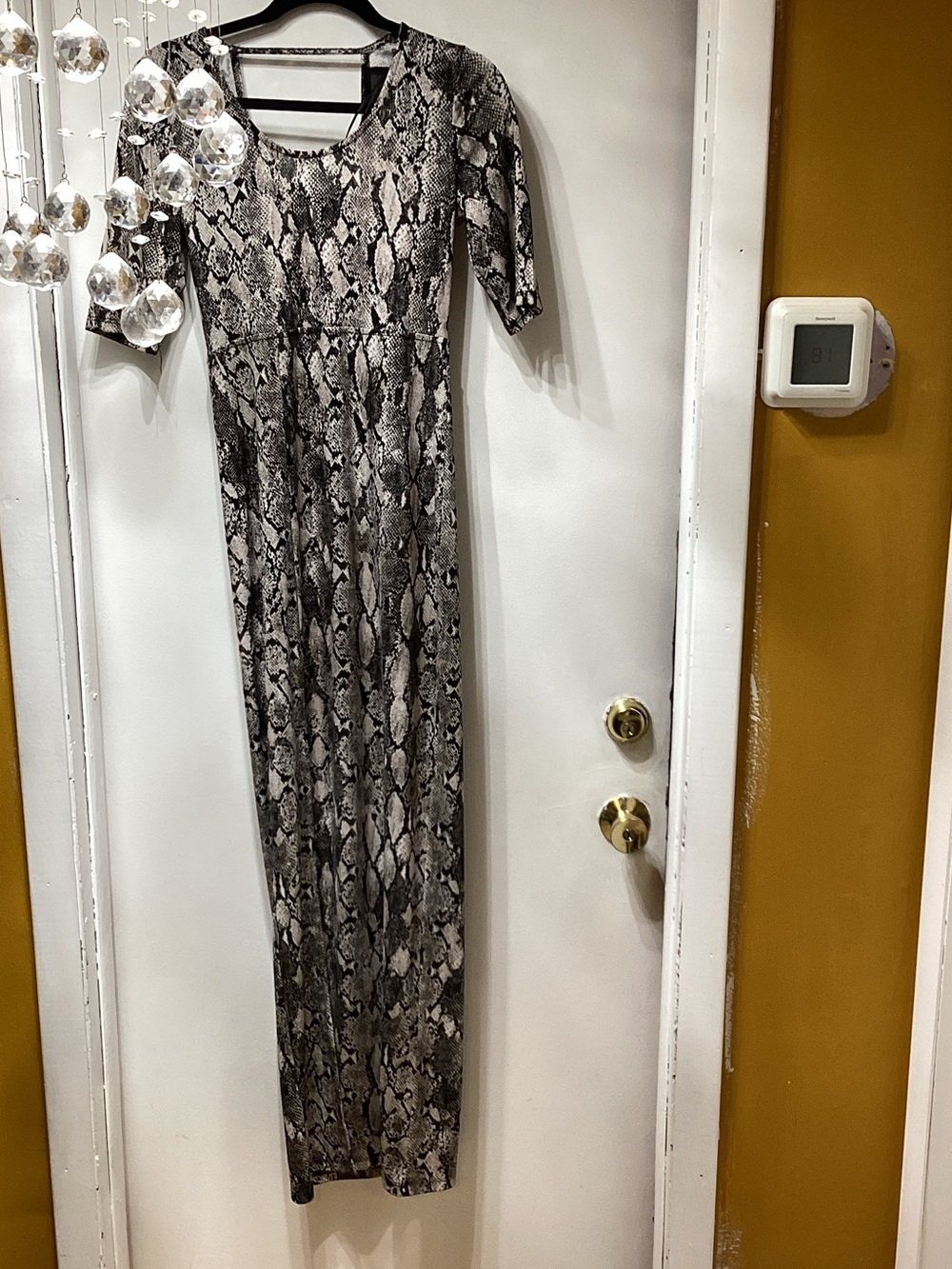 H&M Snake-Print Maxi Dress in Black and Gray